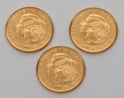 TWO HUNDRED DOLLARS, 1981 $200 gold Royal Wedding, uncirculated; three examples in plastic pouches of issue. (3).