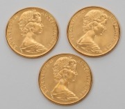 TWO HUNDRED DOLLARS, 1981 $200 gold Royal Wedding, uncirculated; three examples in plastic pouches of issue. (3). - 2
