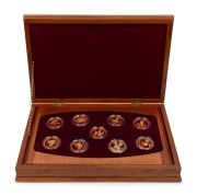 1995 - 2003 FLORAL EMBLEMS OF AUSTRALIA: A complete set of nine PROOF&nbsp;24ct gold $100 coins presented in a superb timber case with felt lining; each coin accompanied by its' own Certificate of Authenticity and Limitation; and the booklet which accompanies 