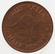 ELIZABETH II, 1953 Halfpenny, doubling of obverse die,&nbsp;uncirculated.