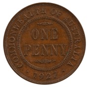 GEORGE V, 1927 Penny, brown uncirculated.