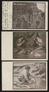 AUSTRALIA: A group of four postcards with artwork by Charles Nuttall: "The Palace of the King", "On the Track", "After Tea", and "Fossickin'", (4, of which one is used from TEESDALE via STEGLITZ). A rare group. - 2