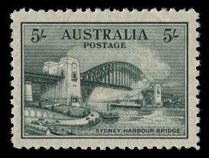 1932 (SG.143) 5/- Sydney Harbour Bridge, excellent centring and fresh MUH.