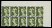 1966-73 (SG.383) QEII 2c olive-green upper-right corner block of 10 (5x2) with "Complete strong offset",&nbsp;unmounted, BW:437c -&nbsp;Cat $1000+.&nbsp; - 2