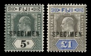 FIJI: 1903 (SG.104s-114s) &frac12;d - &pound;1 Edward VII definitives set complete, all overprinted SPECIMEN, (11) lightly mounted o.g. Cat.&pound;350.