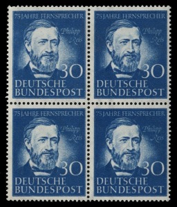 GERMANY: WEST GERMANY: 1949 - 1952 group in superb MUH condition: 30pf UPU marginal single, 10pf Luther horizontal strip of 3, 30pf Otto corner blk.4 plus single, 10pf Thurn & Taxis stamp centenary blk.4 and 30pf Reis blk.4. (17).