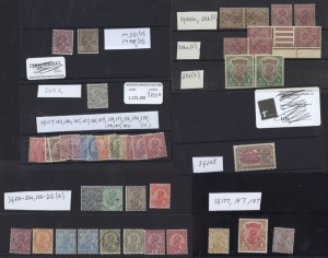 INDIA: GEORGE V period range on stockcards, with minimal duplication and all identified by SG. numbers. M/MLH/MUH. (43). Cat.£410+.