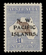 NEW GUINEA - 'N.W./PACIFIC/ISLANDS' Overprints: 1915-16 (SG.99) Kangaroos Third Wmk &pound;1 chocolate & dull blue Type c, fine mint, Cat. &pound;350.