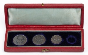 Great Britain: 1891 Maundy 2d, 3d and 4d silver coins in original satin-lined case of issue; Unc.