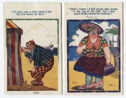 ENGLAND: Four original watercolour artworks by DUDLEY BUXTON (1884 - 1951) for postcards published as part of his "Inter-Art" Comique Series, which first appeared around 1913 and continued until at least the 1930s. All four artworks are watercolours and i - 5