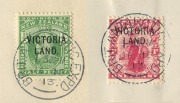 NEW ZEALAND: ANTARCTIC EXPEDITIONS: 1911-13 (SG.A2-3) &frac12;d green Edward VII and 1d carmine Dominion, both overprinted "VICTORIA LAND" and cancelled to order on January 18th, 1913; affixed on small "certificates (reduced) for delivery to the purchasers. (2).