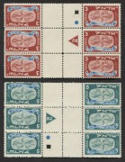 ISRAEL: 1948 (Bale 10a-14a) First New Year, complete set of Plate No.2 tete-beche gutter blocks of 6, superb MUH. (30). - 3