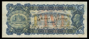 FIVE POUNDS, (R.42) Riddle/Heathershaw (1927), Q/19 814404, VF+