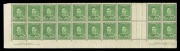 1941 (SG.183) KGVI 1&frac12;d green, double Authority Imprint blk.(20) incorporating the complete bottom two rows of the left pane and the imprint blk.4 of the right pane; both Imprints with the variety "cracked plate - State II". MUH (lightly mounted in the low