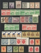 An "investment portfolio" assembled by Lionel Evans in November 1980 (and purchased for $5000+) comprising of 1st wmk Kangaroos 3d Olive (blk.4 **), 4d Orange (blk.4 **), 5d Chestnut (2, regummed), KGV&nbsp;1d Red Die 1+ Die 2 (submerged) marginal pair **, KGV - 4