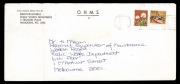 1975 (SG.608a) 18c Flower, variety "Australia 18" (black) omitted, used in combination with a 2c Fiddler Crab, both perf. VG on a 24th August 1976 OHMS cover from the Public Works Department, Melbourne to another branch of the same government&nbsp;organization