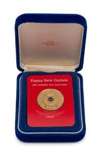Papua New Guinea: 1976 100 Kina Bird of Paradise, gold proof; in case of issue with accompanying letter.