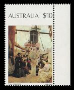 1977&nbsp;(SG.567a) $10 "Coming South" marginal single with dramatically misplaced perforations resulting in 'AUSTRALIA $10' being at the top of the stamp, superb MUH. BW:784ba. With normal FU stamp for comparison. (2) A striking error!