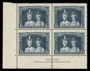 1938 (SG.176-78) 5/-, 10/- & &pound;1 Coronation Robes (Thick paper) complete set in Imprint blks.4, MUH. (12).