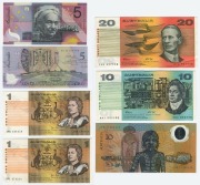 Decimal Banknotes: A small accumulation comprising of $1 (R.78 x 2), $5 (R.214i), $5 (R.219F),&nbsp; $10 (R.313b), $10 (R.310b) and $20 (R.413). (Total: 7). Unc.
