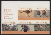 1994-97 (SG.1459b variety) 45c Kangaroos and Koalas sheetlet of 5 units with punch-hole incorrectly placed at bottom of sheetlet. BW:1752b. MUH.