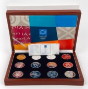 Greece: Athens 2004 Olympics: Complete collection&nbsp; of 12 x10 Euro silver coins in the official wooden box with their individual certificates of authenticity.&nbsp;