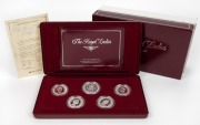 1992 The Royal Ladies collection of four $25 silver coins together with a 50 gram silver medallion depicting Queen Elizabeth II on the throne, in superb presentation case with Certificate of Authenticity