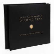 2000 Australian Olympic Team Official Celebration Collection large format book, with a $100 GOLD proof "Achievement" and 10 x $5 bronze "Gold Medal Sports" coins. Issued by the Perth Mint . This is set No. 0137 of 2000. With statements by the leading Olym