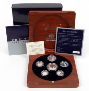 2005 Fine Silver Proof set of six coins in superb timber case; with RAM Certificate No.3275 of 6500.