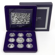 Masterpieces in Silver - Coins of the 20th Century - 1998 Milestones silver proof set of 9 coins ; set No.1931 of 15,000 in original presentation case and box with certificate.