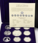 Masterpieces in Silver - Coins of the 20th Century - 1998 Milestones silver proof set of 9 coins ; set No.1931 of 15,000 in original presentation case and box with certificate. - 2