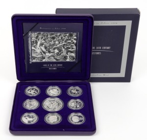 Masterpieces in Silver - Coins of the 20th Century - 1998 Milestones silver proof set of 9 coins ; set No.1949 of 15,000 in original presentation case and box with certificate.