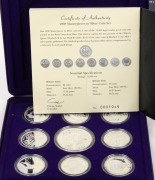 Masterpieces in Silver - Coins of the 20th Century - 1998 Milestones silver proof set of 9 coins ; set No.1949 of 15,000 in original presentation case and box with certificate. - 2