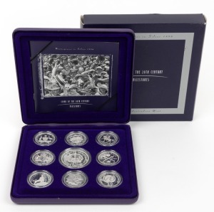 Masterpieces in Silver - Coins of the 20th Century - 1998 Milestones silver proof set of 9 coins ; set No.1849 of 15,000 in original presentation case and box with certificate.