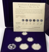 Masterpieces in Silver - Coins of the 20th Century - 1999 Memories silver proof set of 6 coins; set No.4035 of 15,000 in original presentation case and box with certificate. - 2