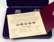 Masterpieces in Silver - Coins of the 20th Century - 2000 Monarchs silver proof set of 5 coins + silver plaque; set No.1876 of 15,000 in original presentation case and box with certificate. - 2