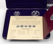 Masterpieces in Silver - Coins of the 20th Century - 2000 Monarchs silver proof set of 5 coins + silver plaque; set No.1890 of 15,000 in original presentation case and box with certificate. - 2