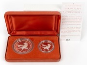 The Australian Kookaburra 2003 Proof Issue - TWO OUNCE COLLECTION in presentation case containing one of each of the two ounce and one ounce proof coins produced by The Perth Mint. With Certificate of Authenticity for set No. 102 of 800.