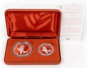 The Australian Kookaburra 2004 Proof Issue - TWO OUNCE COLLECTION in presentation case containing one of each of the two ounce and one ounce proof coins produced by The Perth Mint. With Certificate of Authenticity for set No. 262 of 800.
