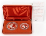 The Australian Kookaburra 2004 Proof Issue - TWO OUNCE COLLECTION in presentation case containing one of each of the two ounce and one ounce proof coins produced by The Perth Mint. With Certificate of Authenticity for set No. 262 of 800.