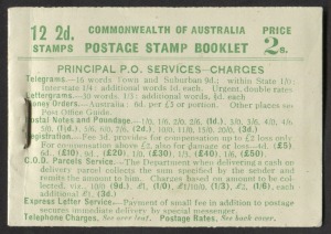 Booklets: B42a: TWO SHILLINGS 2d red KGV (CofA watermark inverted) complete booklet with waxed interleaving. SG.SB26bw.