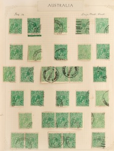 KGV Heads - Collections & Accumulations: A very useful accumulation/collection in an album with partly annotated pages. Beginning with the 1913 1d (4) & 6d (3) Engraved issues CTO, all KGV Head denominations are well represented in the following pages, with numerous commercially used multiples, many varieties noted, with much still to be documented, especially in the shades and postmarks. A wonderful opportunity! (100s).