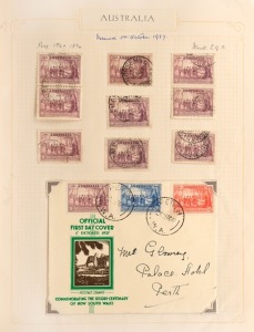 1927 - 1970 mainly pre-decimal collection/accumulation in semi-annotated album. Includes Kingsford Smith signed flown cover, numerous 1930s commem sets Used incl. many blks.4, later CTO Imprint blks., FDCS incl. 9 OHMS types, etc.