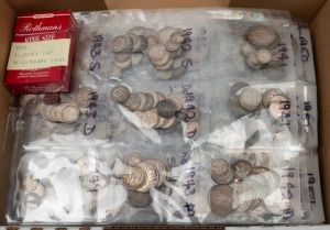 1910 - 1965 accumulation, somewhat organized by year in plastic sheets with all denominations except ½d's represented. Very mixed condition. Also noted a small amount of GB copper.