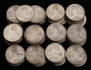 FLORINS: 1938 (10), 1939 (10), 1940 (10), 1941 (10), 1942 (10), 1943 (10), 1944 (5) and 1945 (10), mixed condition, mainly F-VF. (75).