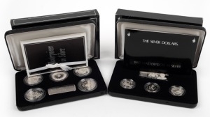 Masterpieces in Silver - 1989 Fifty Cent Coins (case defects), and 1990 The Silver Dollars - complete sets in their original presentation cases with certificates. (2 items).