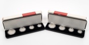 Masterpieces in Silver - 1988 Bicentennial 50c - $5 - two complete sets in their&nbsp;original presentation cases and boxes. (2 items).