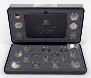 2001 Centenary of Federation 20 Coin Proof Set in RAM plush-lined hinged-lid presentation case in original box with explanatory booklet.