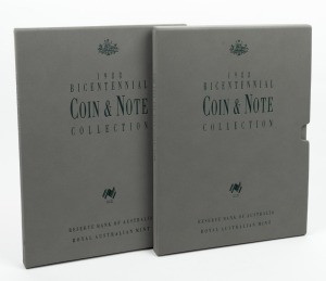 Decimal Banknotes: 1988 'Bicentennial Coin & Note Collection (2), each comprising of $2, $5, & $10 (sterling silver) coins, and $2 & $5 paper banknotes plus a $10 polymer note. (2 complete sets in original folders of issue with slipcases.