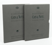 Decimal Banknotes: &nbsp;1988 'Bicentennial Coin & Note Collection (2), each comprising of&nbsp; $2, $5, & $10 (sterling silver) coins, and $2 & $5 paper banknotes plus a $10 polymer note. (2 complete sets in original folders of issue with slipcases.